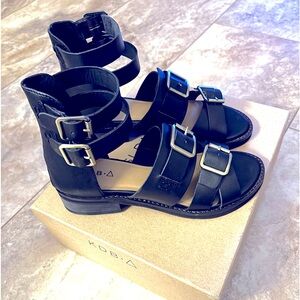 Authentic NIB KELSI DAGGER BROOKLYN SANDAL BLACK LEATHER SIZE 7 $150